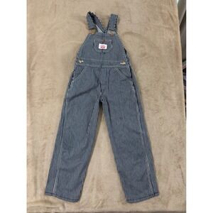 VTG Round House Hickory Stripe Bib Overalls Dungarees Kid 6 Blue Striped USA EUC